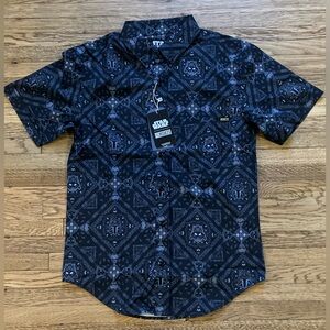RSVLTS Star Wars Paisley Kunuflex Darth Vader Short Sleeve Shirt Black XS NWT